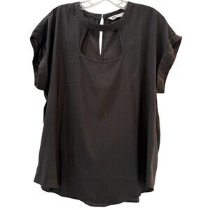 So Good For Life Top Womens Size XL Black Open Front Chest Keyhole Back NWOT